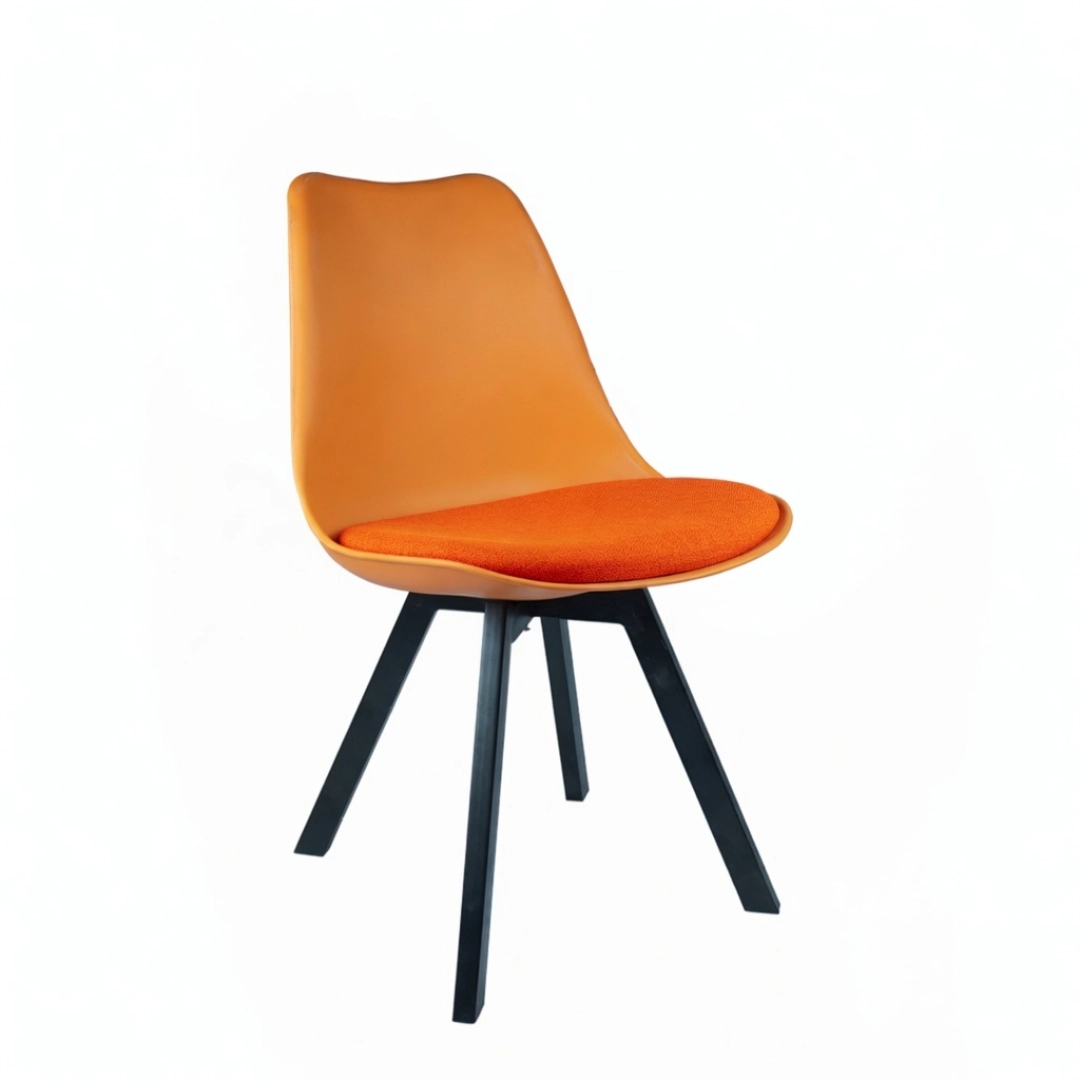 Heavy Duty Tulip Chair Black Stand - Orange
